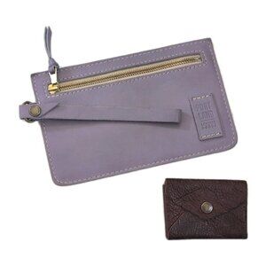 Portland Leather Adriana Lavender Wristlet & Mini Daisy Nutmeg Wallet Bundle
